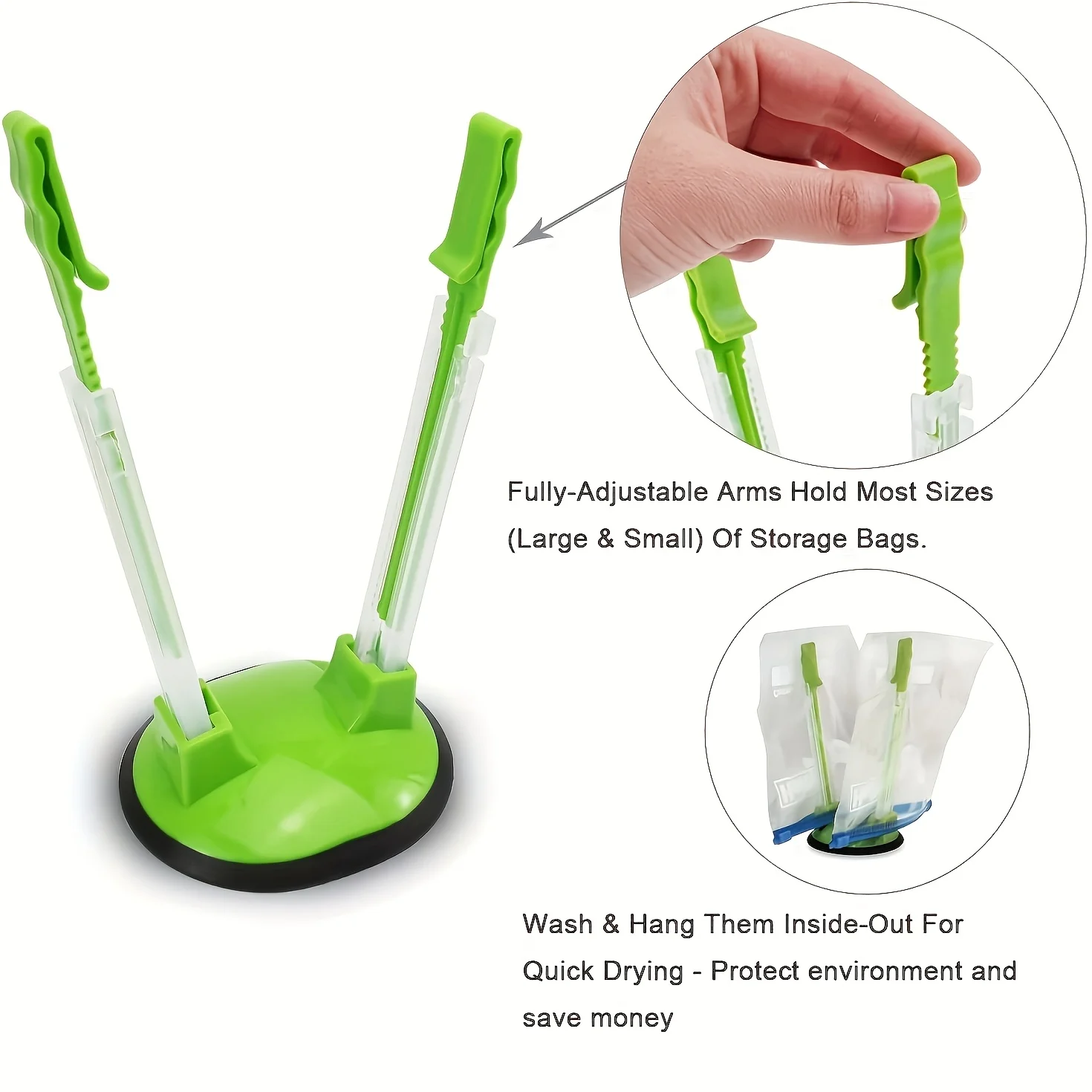 Kitchen Hand Gadgets - ジッパーバッグホルダー プラスチック製 調整可能 滑り止め ハンズフリー バッグラック