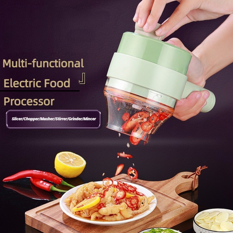 Kitchen Gadgets Electric - ワイヤレス電気フードプロセッサー、野菜カッター、フルーツスライサー、ガーリックマッシャー、ミンサー、ハンドヘルドスターラー、キッチンアクセサリー