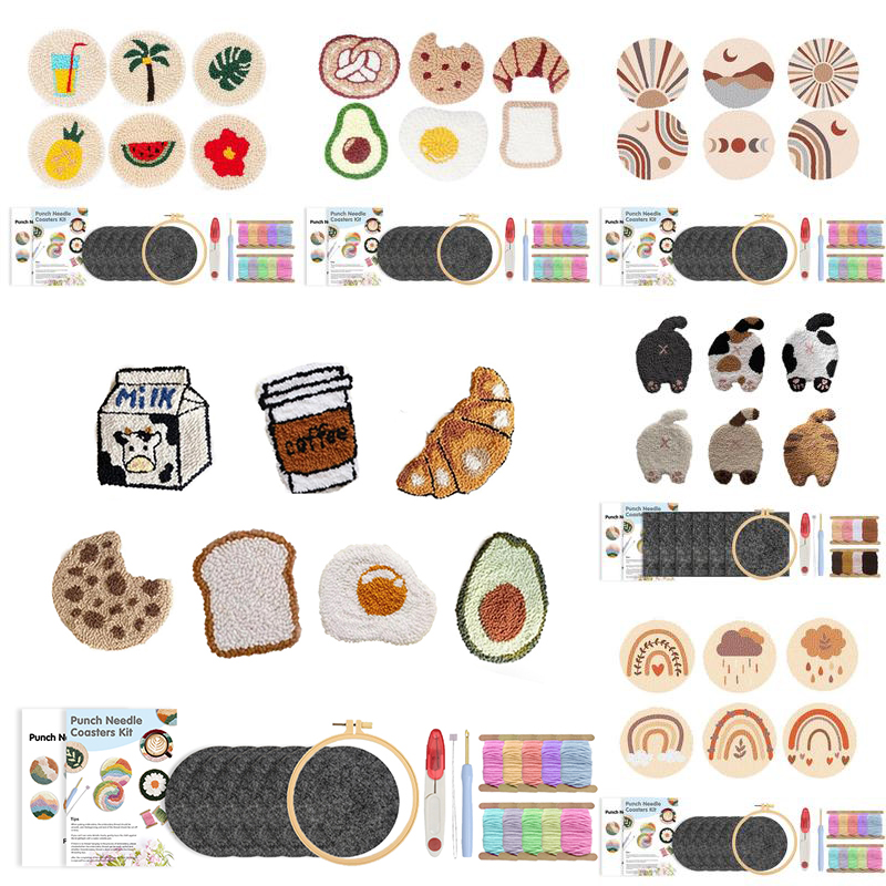 Kitchen Gadgets Crossword - GATYZTORY パンチニードルコースターキット 簡単アートコースターキット 初心者向け DIY タフテッドラグパッド