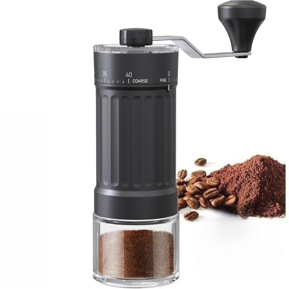 French Press Coffee Maker - 手動コーヒーグラインダー 40段階外部調整付き ハンドクランク豆グラインダー エスプレッソ ポアオーバー フレンチプレス
