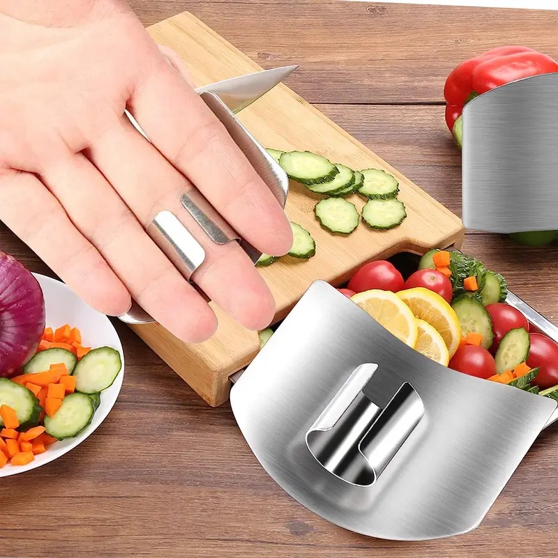 Kitchen Hand Gadgets - 1-6個入り ステンレス製 指保護具 切り傷防止 指ガード 安全な野菜カット用