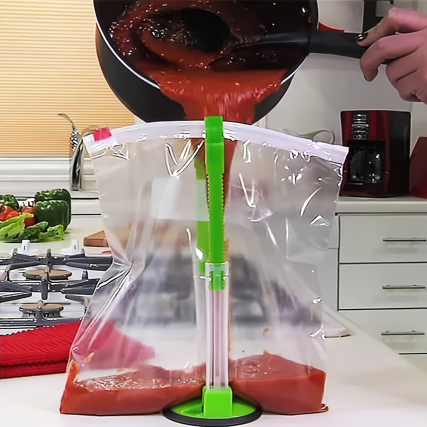 ジッパーバッグホルダー プラスチック製 調整可能 滑り止め  - Kitchen Hand Gadgets のレビューと価格