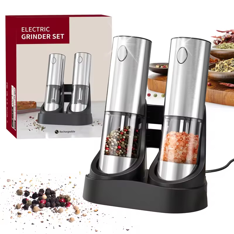 1/2 個電動塩コショウグラインダー LED ライト付き重力 - Kitchen Gadgets Electric のレビューと価格
