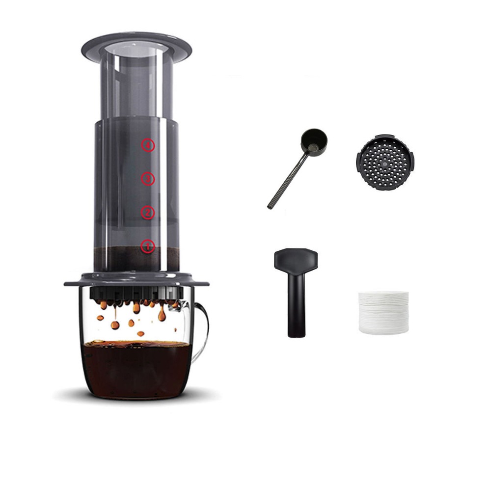 シェアポットポータブルコーヒーケトル透明フレンチスタイルプレ - French Press Coffee Maker のレビューと価格