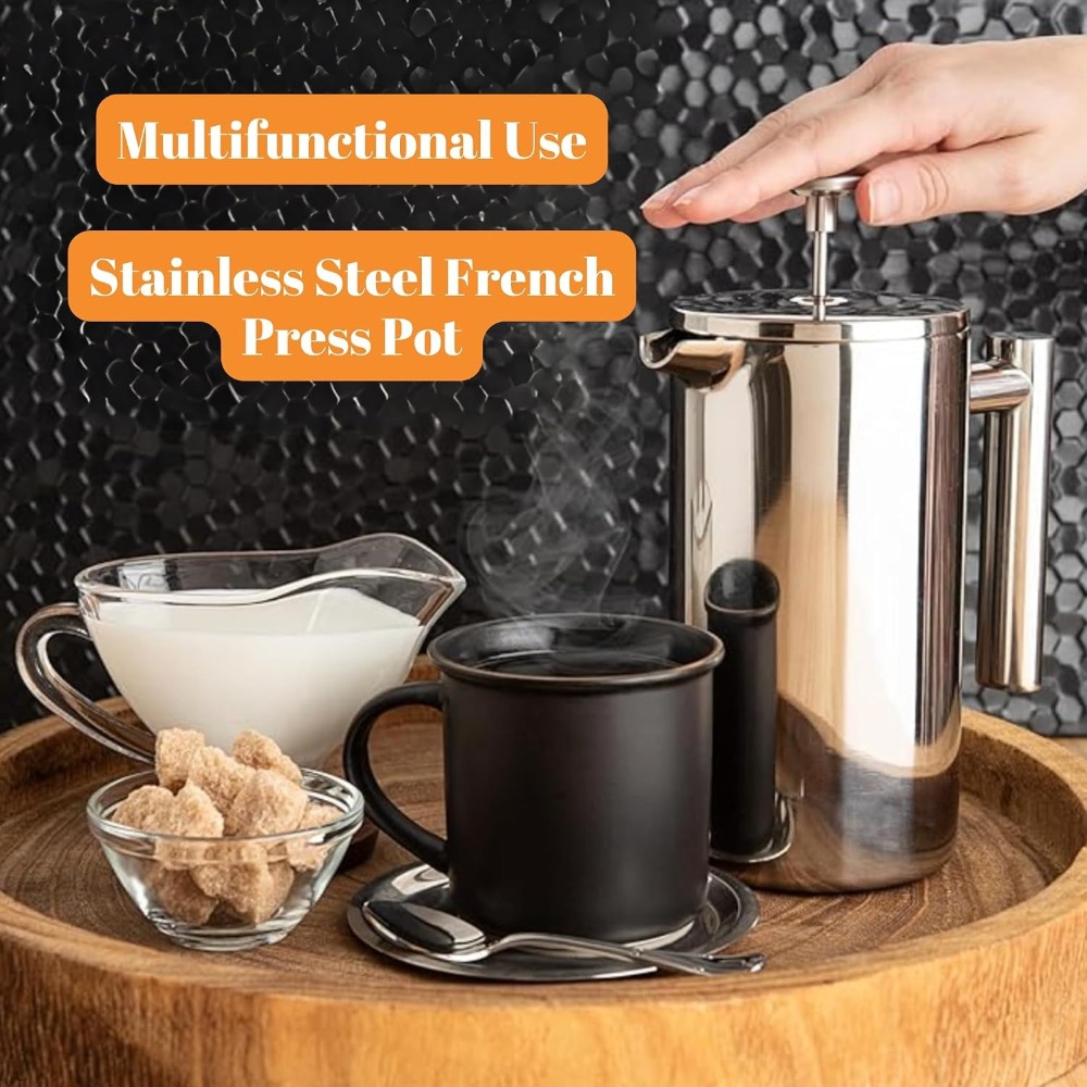 フレンチプレスコーヒーメーカー、304ステンレス鋼二重壁断熱 - French Press Coffee Maker のレビューと価格