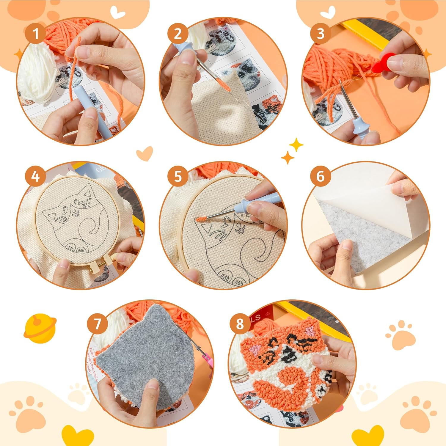 6 個のパンチニードル刺繍キット DIY ステッチコースター - Kitchen Gadgets Crossword のレビューと価格