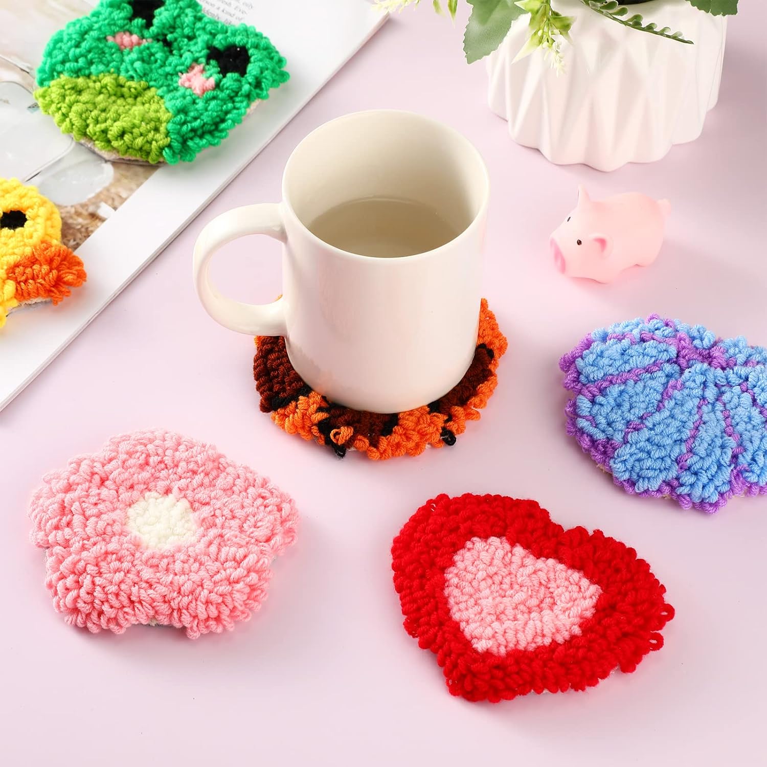 6 個のパンチニードル刺繍キット DIY ステッチコースター - Kitchen Gadgets Crossword のレビューと価格