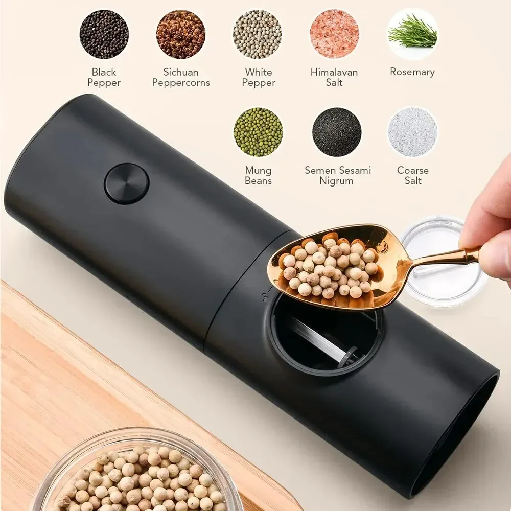 調整可能な粗さの電気塩コショウグラインダー、詰め替え可能なミ - Kitchen Gadgets Electric のレビューと価格