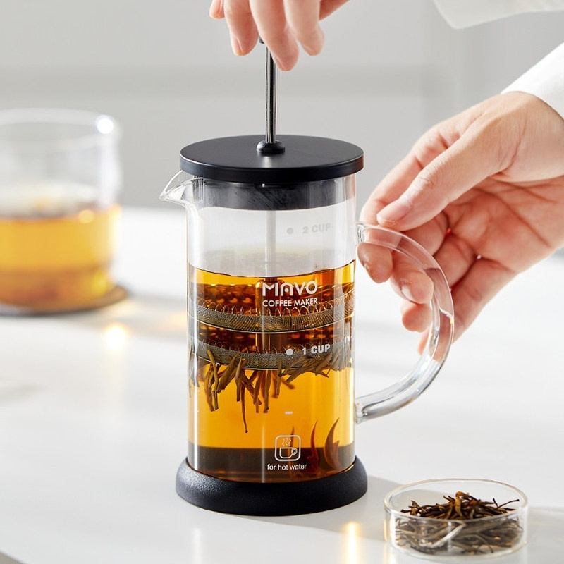 MAVO フレンチプレスコーヒーメーカー ダブルメッシュフィ - French Press Coffee Maker のレビューと価格