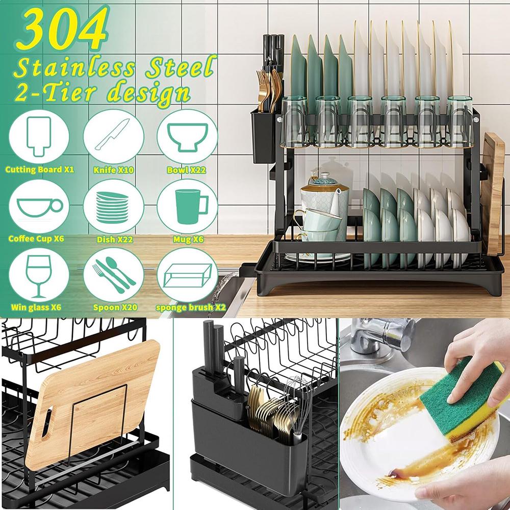 2段式食器乾燥ラック キッチンカウンター用 防錆食器乾燥台  - Kitchen Gadgets Storage Ideas のレビューと価格