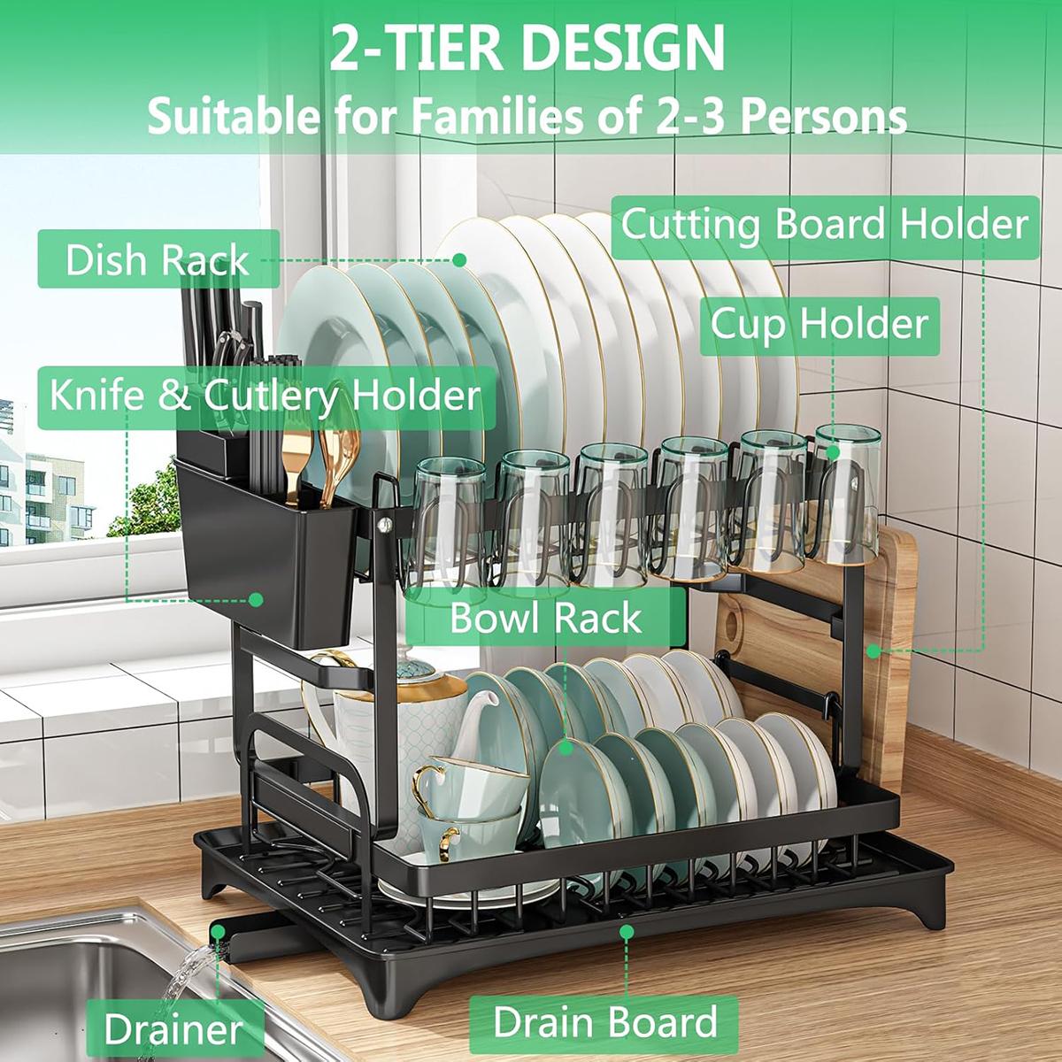 2段式食器乾燥ラック キッチンカウンター用 防錆食器乾燥台  - Kitchen Gadgets Storage Ideas のレビューと価格