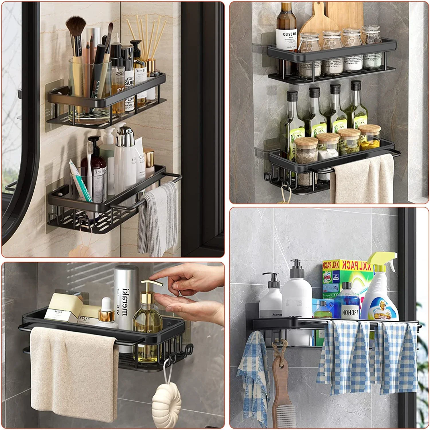 バスルームの棚キッチン収納オーガナイザーアルミ合金シャンプー - Kitchen Gadgets Storage Ideas のレビューと価格